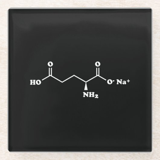 MSG Mononatrium glutamaat Molecule Chemische formu Glazen Onderzetter (Voorkant)