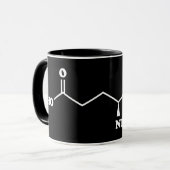 MSG Mononatrium glutamaat Molecule Chemische formu Mok (Voorkant links)