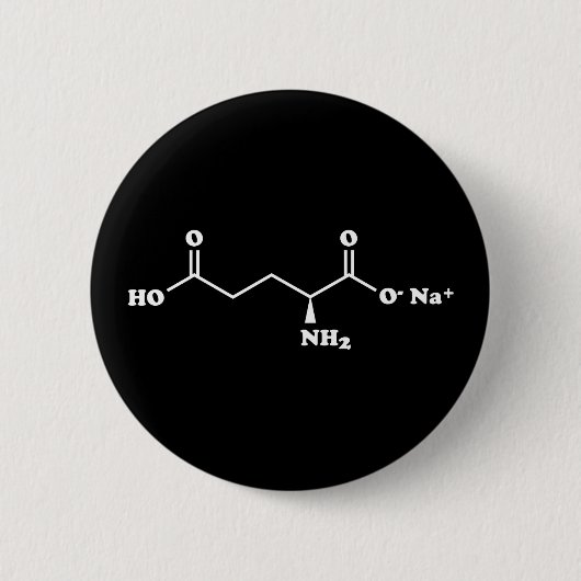 MSG Mononatrium glutamaat Molecule Chemische formu Ronde Button 5,7 Cm (Voorkant)