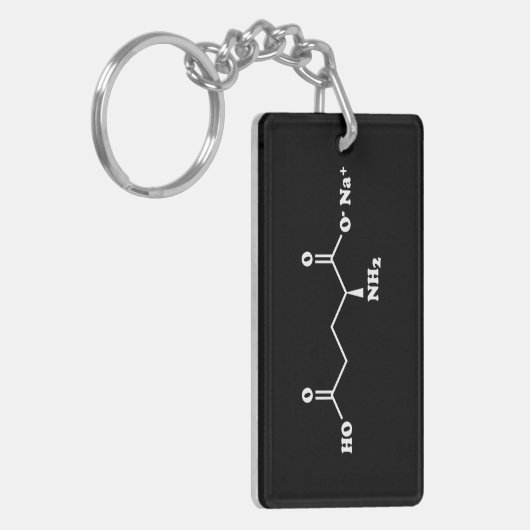 MSG Mononatrium glutamaat Molecule Chemische formu Sleutelhanger (Voorkant Links)