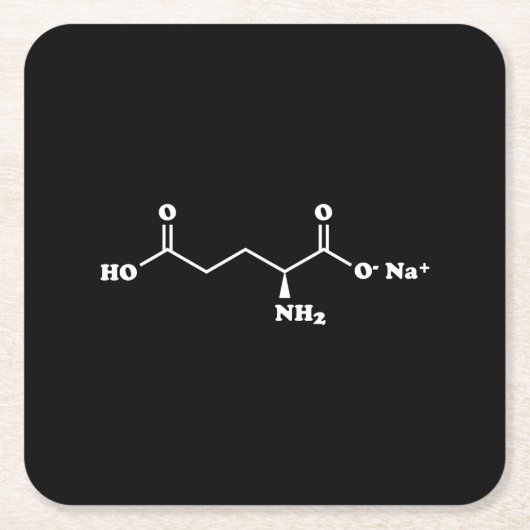 MSG Mononatrium glutamaat Molecule Chemische formu Vierkante Kartonnen Onderzetter (Voorkant)