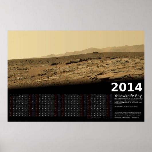 MSL Curiosity bij Yellowknife Bay - 2014 kalender Poster (Voorkant)