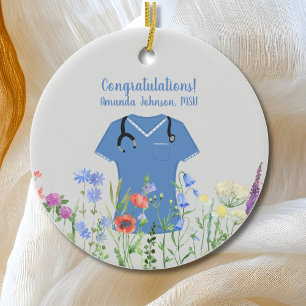 MSN-verpleegster blauwe werkkleding Keramisch Ornament