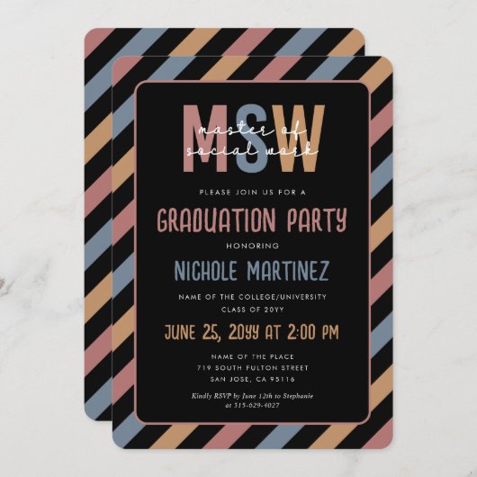 MSW Master of Social Work Afstuderen Retro Kaart (Voorkant / Achterkant)