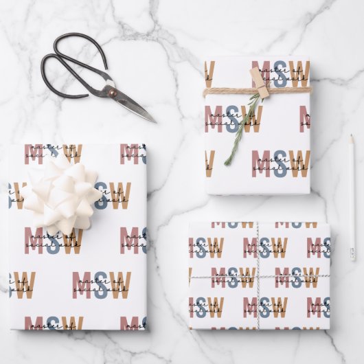 MSW Master of Social Work Retro Afstuderen Inpakpapier Vel (Voorkant)