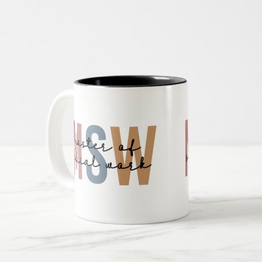 MSW Master of Social Work Retro Afstuderen Tweekleurige Koffiemok (Voorkant links)
