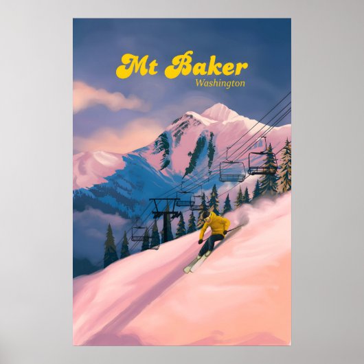 Mt Baker Skigebied Reisposter Poster (Voorkant)