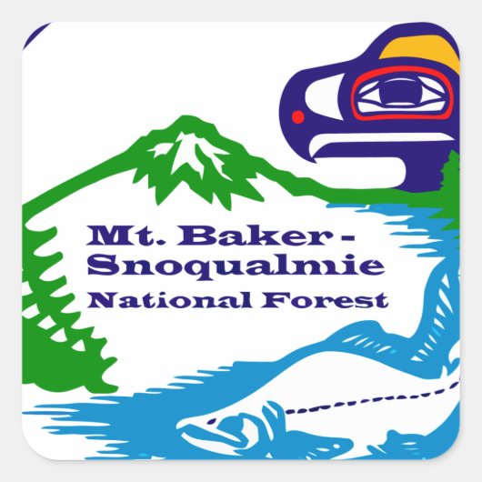 Mt Baker - Snoqualmie National Forest logo Vierkante Sticker (Voorkant)