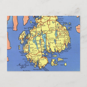 Mt Desert Island Vintage Kaart Ansichtkaart