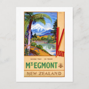 Mt. Egmont New Zealand Vintage Travel Poster Briefkaart