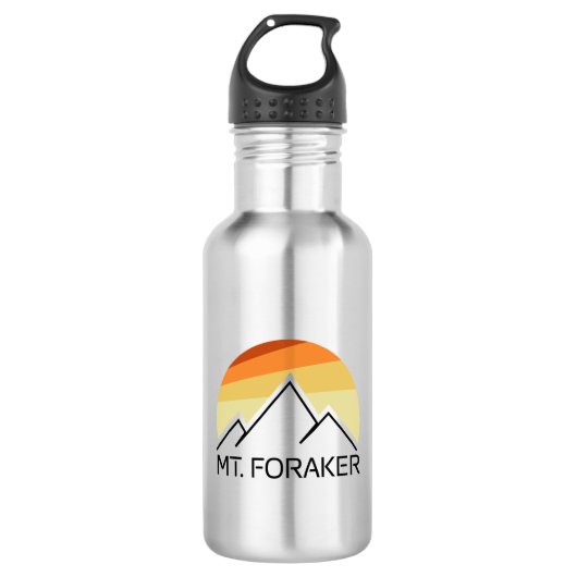 Mt. Foraker Alaska Retro Waterfles (Voorkant)