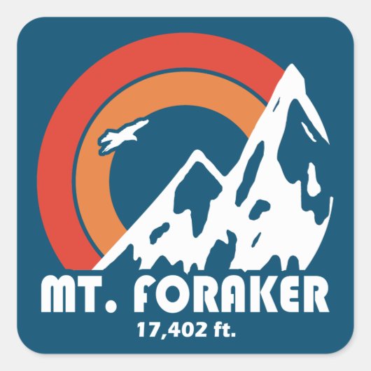 Mt. Foraker Alaska Sun Eagle Vierkante Sticker (Voorkant)
