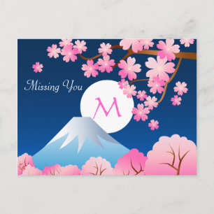 Mt Fuji Cherry Blossom Spring Japan Night Sakura Briefkaart