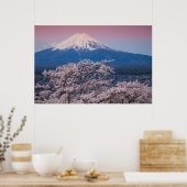 Mt Fuji en Cherry Blossom Poster (Keuken)