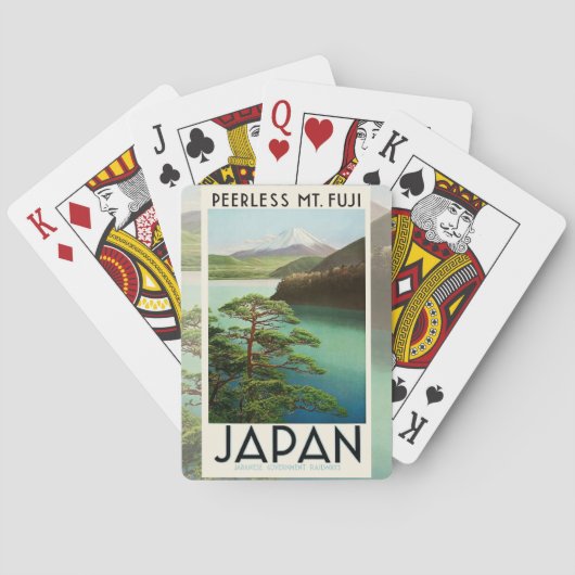 Mt Fuji Japan Travel Poster kunst Pokerkaarten (Achterkant)