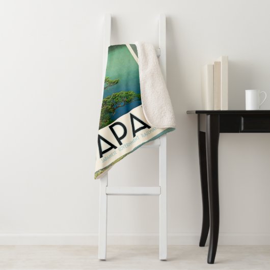 Mt Fuji Japan Travel Poster kunst Sherpa Deken (In situ)