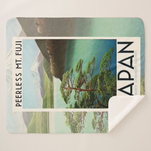 Mt Fuji Japan Travel Poster kunst Sherpa Deken (Voorkant (horizontaal))