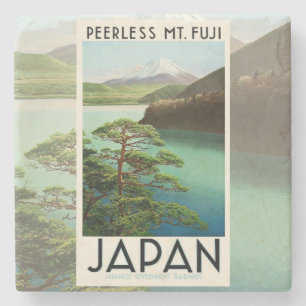Mt Fuji Japan Travel Poster  kunst Stenen Onderzetter