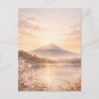 Mt. Fuji Sunrise Watercolor Holiday Card Feestdagenkaart