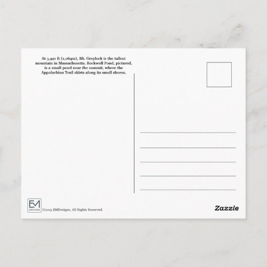 Mt. Greylock Massachusetts Briefkaart (Achterkant)