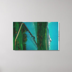 Mt. Hood en Interstate Bridge in White Salmon Canvas Afdruk