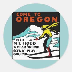 Mt. HOOD OREGON - Vintage Travel Ronde Sticker