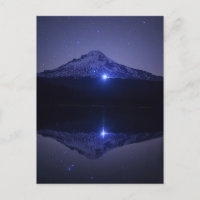 Mt Hood Reflection | Night Time Sky Briefkaart