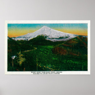 Mt. Hood uit Sandy River, ORMt. Hout, OF Poster