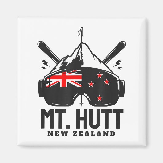 Mt Hutt New Zealand Ski Resort Retro Skiing Magneet (Voorkant)