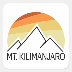 Mt. Kilimanjaro Retro Vierkante Sticker