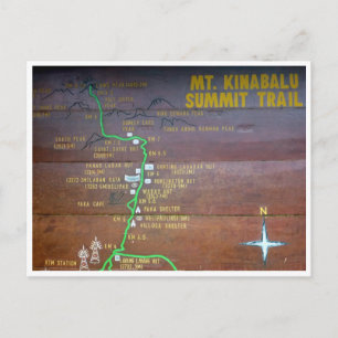 mt kinabalu trail-teken briefkaart