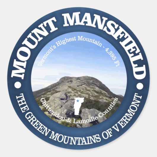 Mt Mansfield Ronde Sticker (Voorkant)