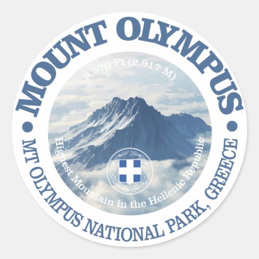 Mt Olympus Ronde Sticker (Voorkant)