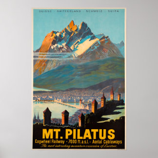 Mt.Pilatus,Zwitserland,Reisposter Poster