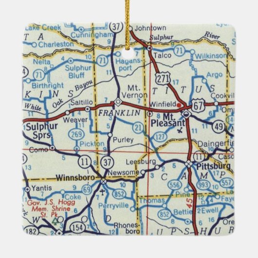 Mt Pleasant and Sulphur Springs Christmas Ornament (Achterkant)