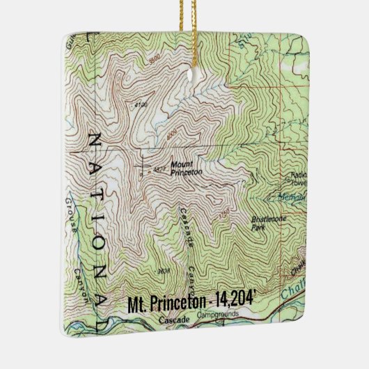 Mt. Princeton Fourteener Topo Map Keramisch Ornament (Rechts)