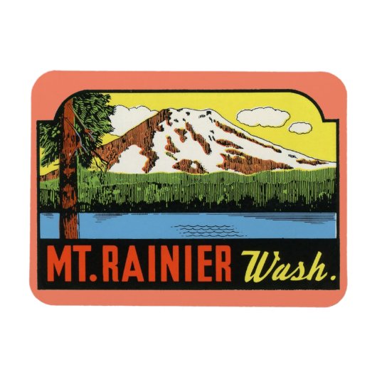 Mt. Rainer Washington Magnet Vintage voyage (Horizontal)