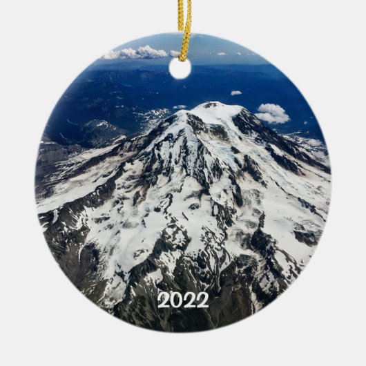 Mt Rainier 2-zijdig rond keramisch Ornament (Voorkant)