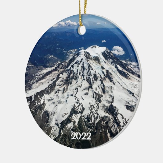Mt Rainier 2-zijdig rond keramisch Ornament (Links)