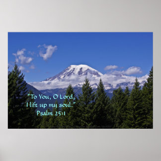 Mt. Rainier in mist met scriptversie Poster