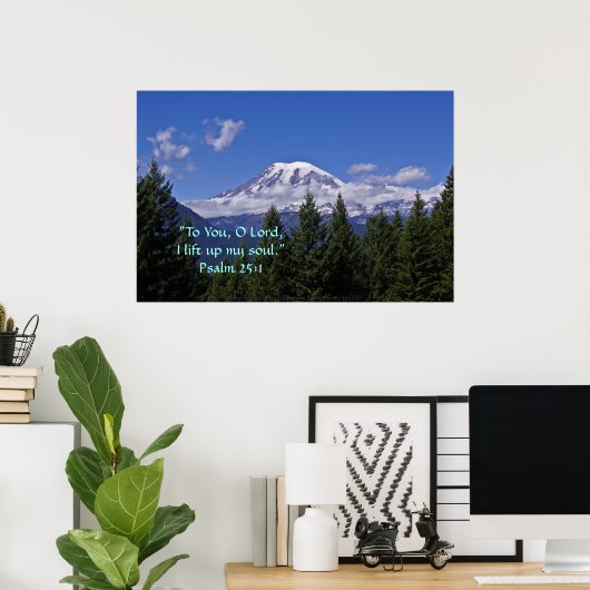 Mt. Rainier in mist met scriptversie Poster (Thuiskantoor)