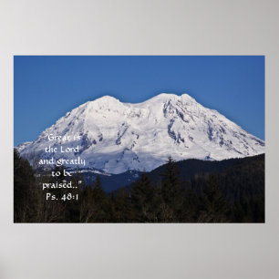 Mt. Rainier in winter Afdrukken met Scriptversie Poster