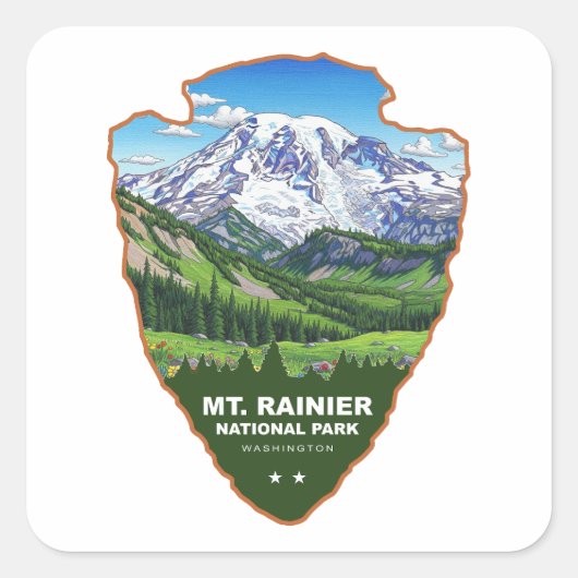 Mt. Rainier National Park Arrowhead Vierkante Sticker (Voorkant)