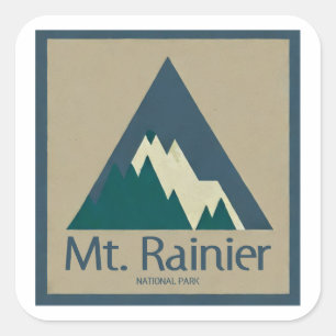 Mt. Rainier National Park Rustic Vierkante Sticker