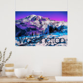 Mt Rainier Psychedelic Paarse Recolor Washington Poster (Keuken)