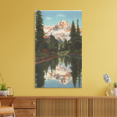 Mt. Rainier, WA - Mirror Lake met Mt. Reflectio Canvas Afdruk (Insitu (Woonkamer))