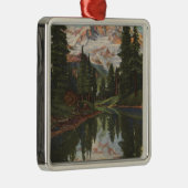 Mt. Rainier, WA - Mirror Lake met Mt. Reflection Metalen Ornament (Rechts)