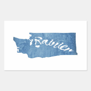 Mt. Rainier Washington Wood Grain Rechthoekige Sticker