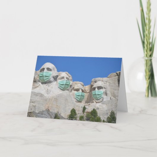 Mt. Rushmore Presidenten met maskers Kaart (Voorkant)