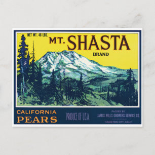 mt Shasta California Pars Label Briefkaart